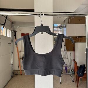 Tna Sports Bra Womens XS Charcoal Gray Solid Waffle Knit Seamless Cropped Strap